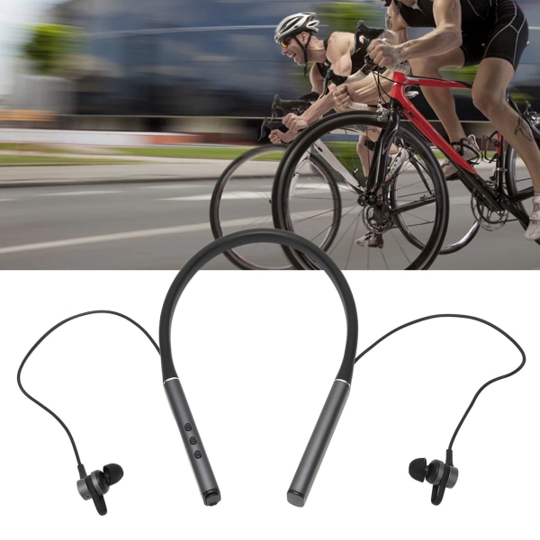 Bluetooth-hodetelefoner med nakkebånd Trådløs HiFi Stereo Bass Magnetisk øretelefon med nakkebånd for utendørsidrettsøvelser Grå