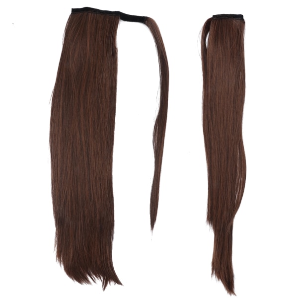 Kvinnor omlott hårförlängning hästsvans lång rak klämma i hästsvans falskt hår