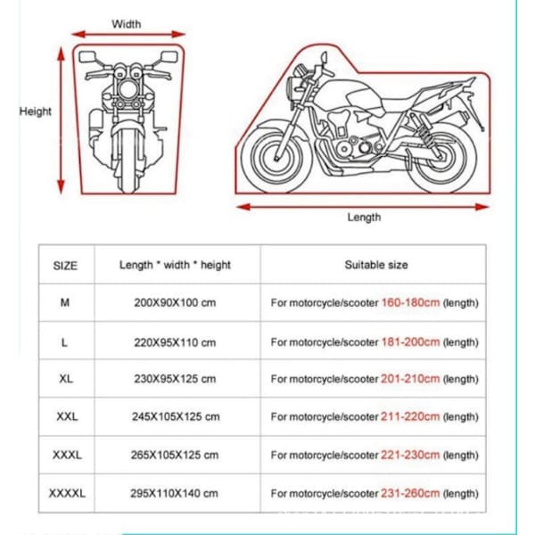 (200*90*100cm, størrelse M) Sort 190T cykelovertræk i silkepolyester,