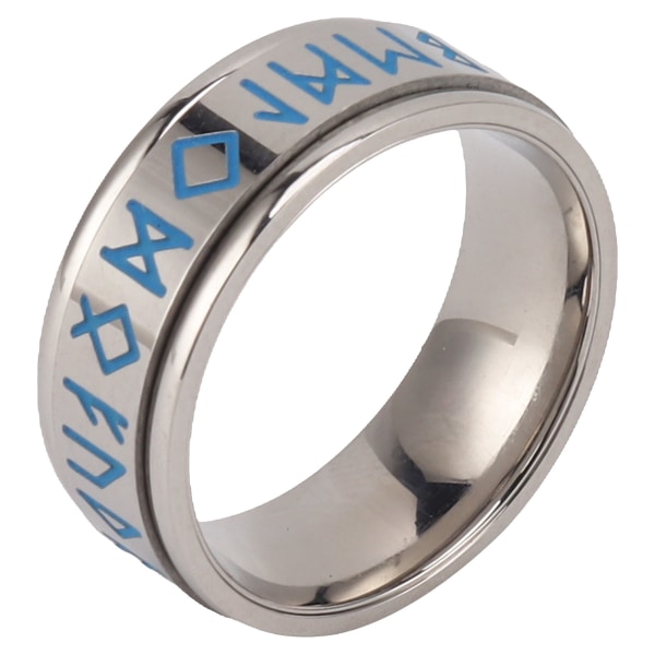 Fasjonabel roterbar båndring menn kvinner titan stål tegn gravert ring smykker tilbehør Stål farge størrelse 9