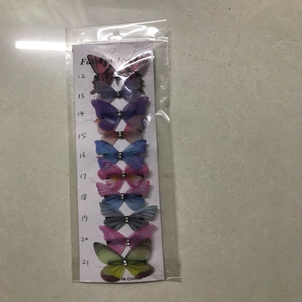 12 stk. Butterfly Pin Bue DIY 3D tilbehør Sommerfugle hårspænder til fest fødselsdag