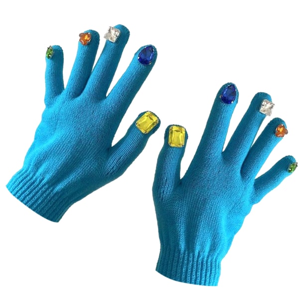 Rhinestone Negle Handsker DIY Professional Hold Varm Fortykning Fuld Finger Bløde Nail Rhinestone Handsker til Manicure Blå