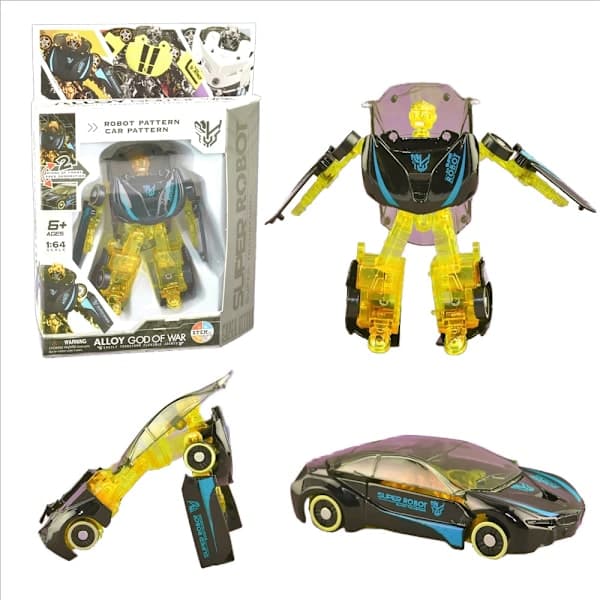 Leluauto Transformer Robotti Auto - 1:64 mittakaava monivärinen