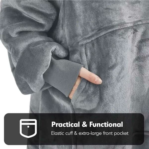 Hoodie Blanket - Oversize Hoodie Filt Snuggie Mörkgrå—pa