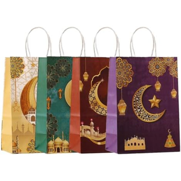 4 kpl Ramadan & Eid Paper-lahjapussit Multipack, pieni Ramadan Eid Ramadan Eid