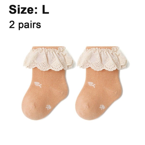 Baby jente blonder sokker volanger sokker 2 par prinsesse kjole sokker L