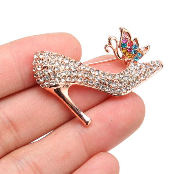Høye hæler brosje pin Rhinestone dekorasjon legering krage pin smykker for frakk genser