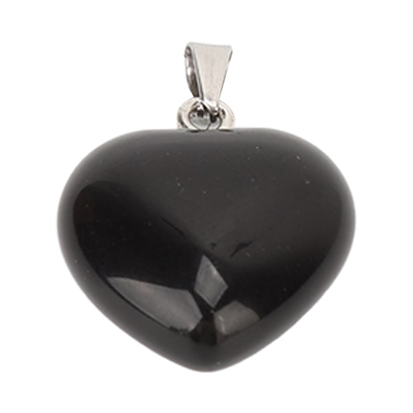 10 stk hjerteformet anhengsett svart glatt utsøkte smykker DIY steinanheng for å lage halskjeder