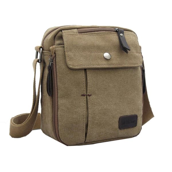 Canvas-olkalaukku pojille - Khaki-väri