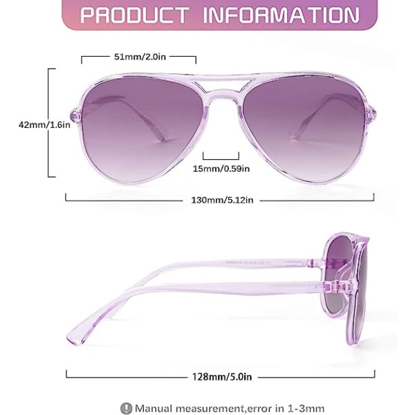 Polarisert solglasögon for barn for flickor Pojkar Toddler med fleksibel beskyttelse, 100 % UV-beskyttelse, alder 5-10 (lila)