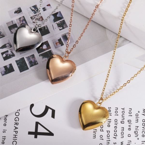 2ST Halsband Foto Bild Medaljong SILVER Silver Silver