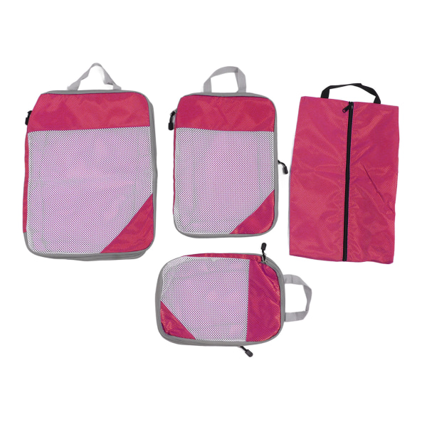 Kompressionspakning Tasker Vandtæt Bærbar Bagage Kuffert Organizer Taske til tøj Undertøj Sko 4 stk Rose Rød