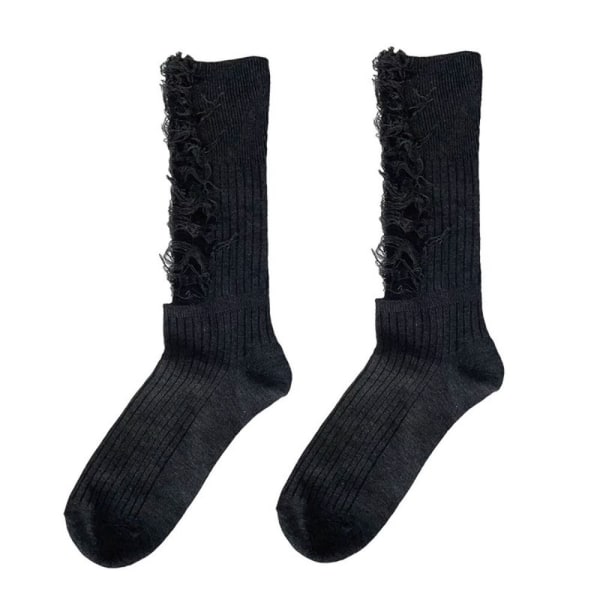 Ripped Mid Tube Socks Pile Socks SVART svart black