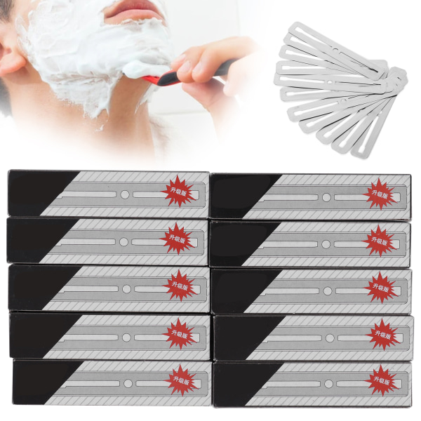 100 kpl Double Edge partakoneen terät ruostumattomasta teräksestä tehdyt parranajoterät kulmakarvojen parran ajamiseen