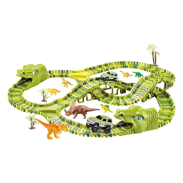 Stor Bilbane for Barn - Dinosaur Grønn