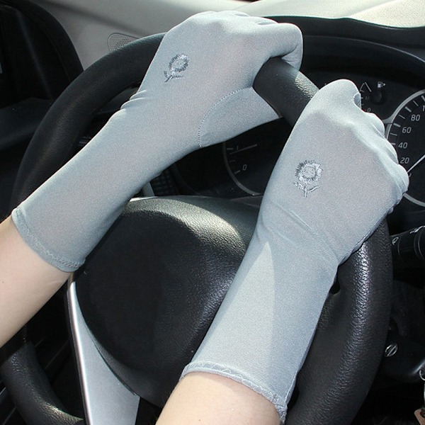 Dam Flickor Mellanlånga Elastiska Handskar Sommarhandskar för Bilkörning grey