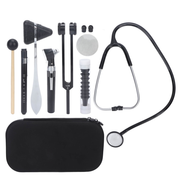 Medicinsk set Otoskop Stetoskop Stämgaffel Reflex Percussion Kit med förvaringsväska