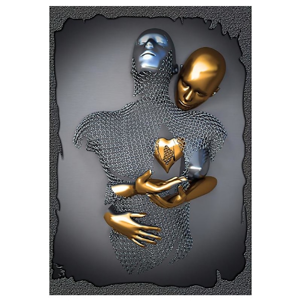 3D Visual Guld Sølv Væghængt Kunstbilleder Metal Moderne Skandinavisk Personligiseret Lærred Indvendig Maleri Tryk Hjemmeindretning White 30x40cm