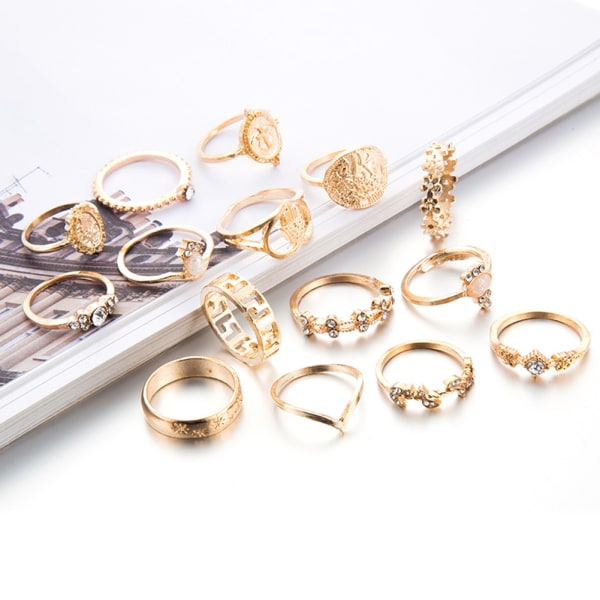 15 i 1 fashionabla kvinnor smycken legering pläterad ring Bröllop förlovning födelsedag