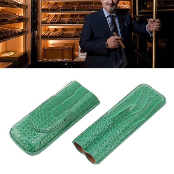 Case Mjukt läder Bärbar Slitbeständig Vintage Cigarr Humidor för födelsedag Grön
