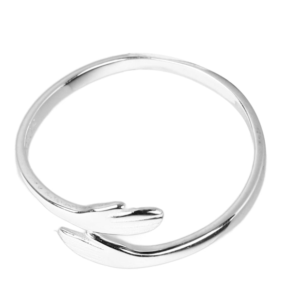 S925 Sterling Silver Kram Ring Hands Embrace Open Justerbar Kram Ring Par Älskar smycken