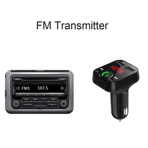 FM-sender X10 med Bluetooth Handsfree 4 i 1 Sort