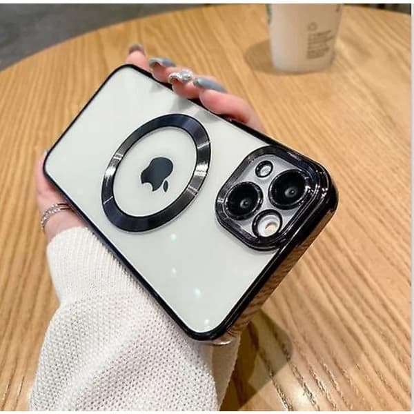 Transparent magnetisk telefoncover til iPhone 14 13 12 11 Mini Pro Max Plus med MagSafe Sort iPhone 11 Pro Sort iPhone 11 Pro