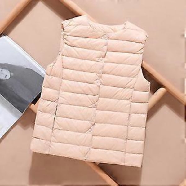 Ultralätt Dunväst Dam Enkelknäppt Ärmlös Dam Ankdun Väst Puffer Fjäder Vadderad Varm Jacka