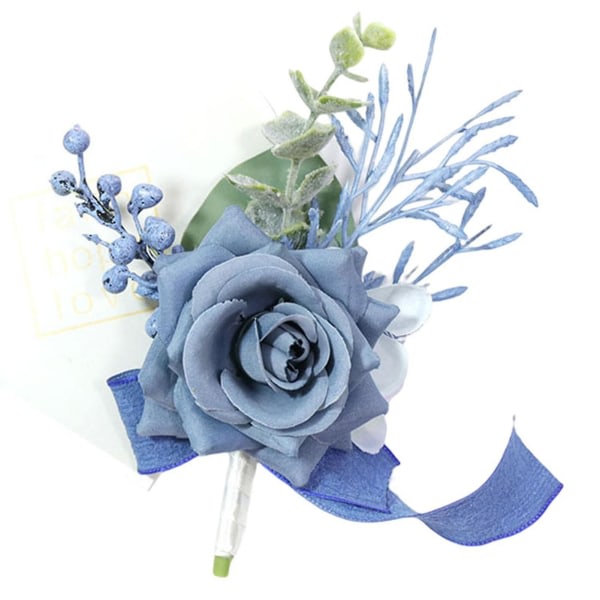 Bröllopskorsage Romantisk handgjord tygbal Artificiell blomma Håndtaget Bröllopskorsage Armbåndsarmbånd Förlovningsdekor A Dark Blue