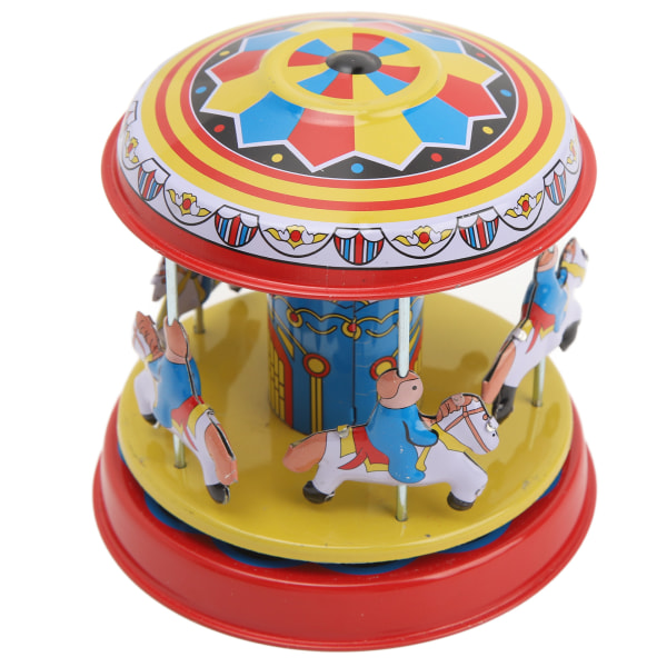 Karusellhest opprullingsleker Retro håndlaget Interessant roterende karusellhest Clockwork Leker til bursdagsgavedekorasjon
