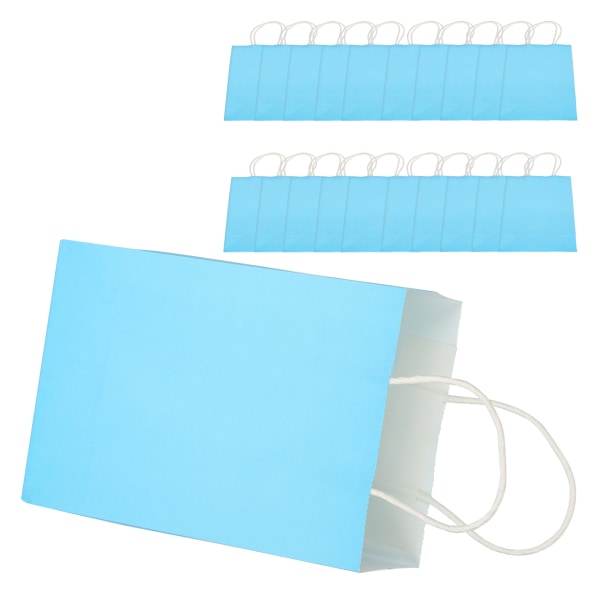 20 kpl Kannettava voimapaperikassipakkaus lahjapussitarvike ostoksille syntymäpäiväjuhliin 15 x 8 x 21 cm sininen