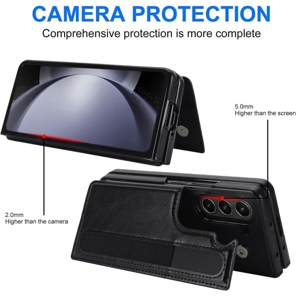 Fold 5 Etui, PU-læder Pung Etui Kompatibelt med Samsung Galaxy Z Fold 5 Med S Pen-holder, Kortlommer & Stativ Rød Til Galaxy Z Fold 5