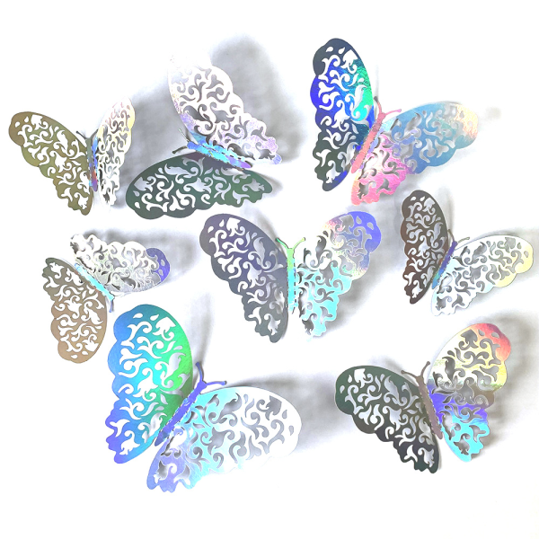 72 stykker Rose Gold 3D Butterfly Väggdekor Väggdekorasjon Avtagbar metallpapper Dekaler for hem Barn Dekorasjon av barn i soverom