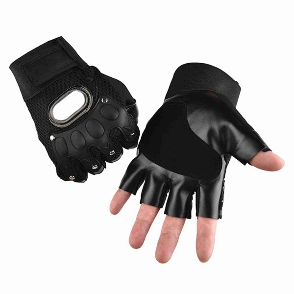 2 stk halvfinger kjørehansker Mesh stoff Håndledd beskyttelse krok og løkke feste motorsykkel hansker