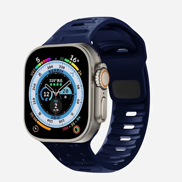 Silikonrem til Apple Watch Band 49mm 44mm 45mm 40mm 41mm 42mm 38mm Ultra 2 Sport Correa Armband iwatch Series 9 8 7 6 5 s midnight blue