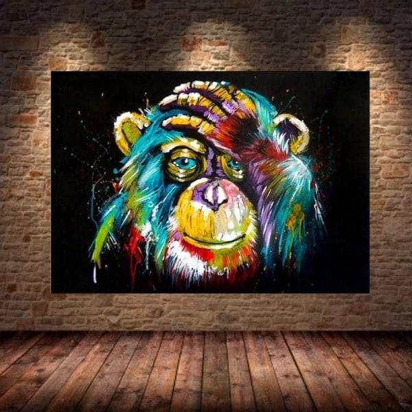 (30x40cm) Rund Diamant Akvarell Stemorsblomst Ape Veggkunst Canv_paris