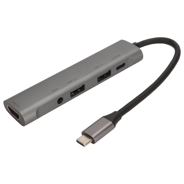 USB C Hub 4K HD Multimedia Interface Output PD Hurtiglading Type C til 3,5 mm lyd 5 i 1 multiportadapter