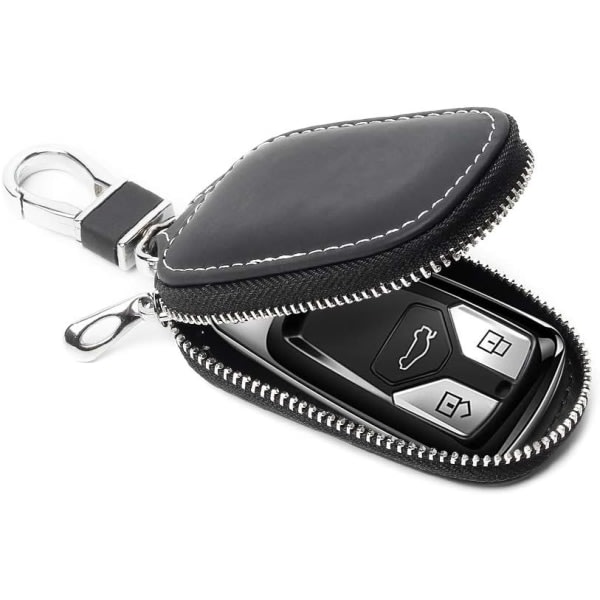 Veske, Smart Nyckelhållare Skydd PU Läder Bilnyckelväska Bilnyckelring Mynthållare Auto Remote Keyring Plånbok (svart)