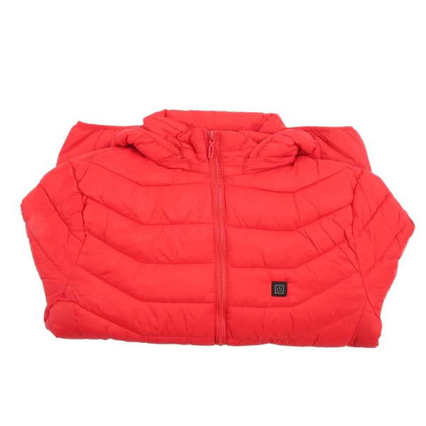 Lämmitetty takki miehille, naisille , USB 3 -vaihteinen lämpötilansäätö, sähköinen lämmitystakki takki hupulla, talvipunainen 2XL