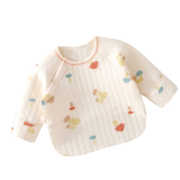 Babyblød bomuld langærmet top Hjemme Sød varm, farverig svampeprint skjorte med bindebånd på siden 59 cm