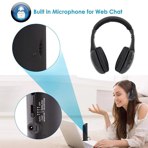 Hodemmontert trådløst radioheadset fem-i-ett TV TV datamaskin trådløst headset 1 stk.