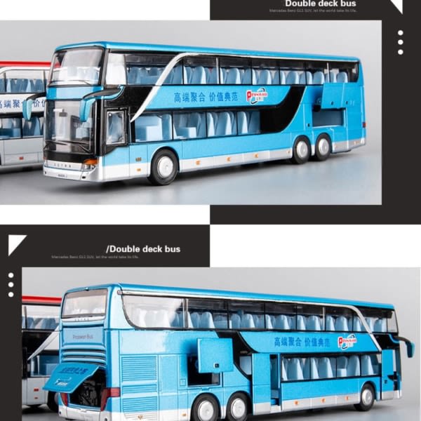 Metallilinja-auto malli Double Sightseeing bussi SININEN sininen blue