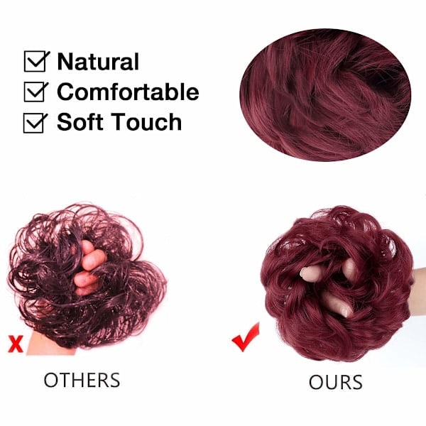 1 stk. Messy Bun Hårforlengelse Scrunchie Krøllete Bølgete Messy Syntetisk Chignon for Kvinner Updo Hårtilbehør Bug#