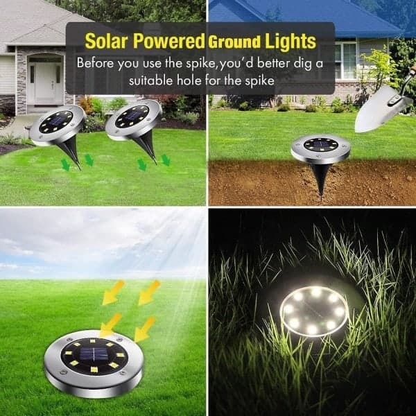 8 LED Solcellelamper til Haven, Vandtætte Udendørslamper til Gården, Kompatible med (Mærke)