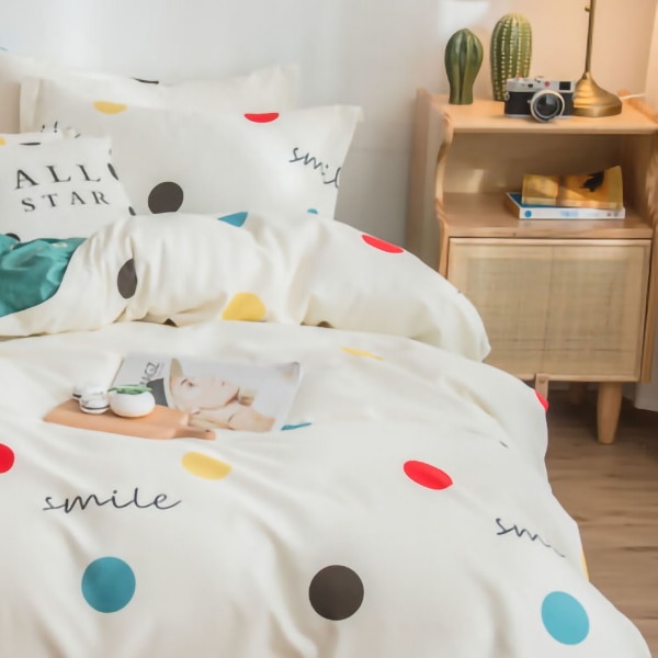 Hudvenligt dynebetræk fortykket polyester Blødt børstet dynebetræk Quilt sengetøj til sovesal Farverige prikker 150x200 cm