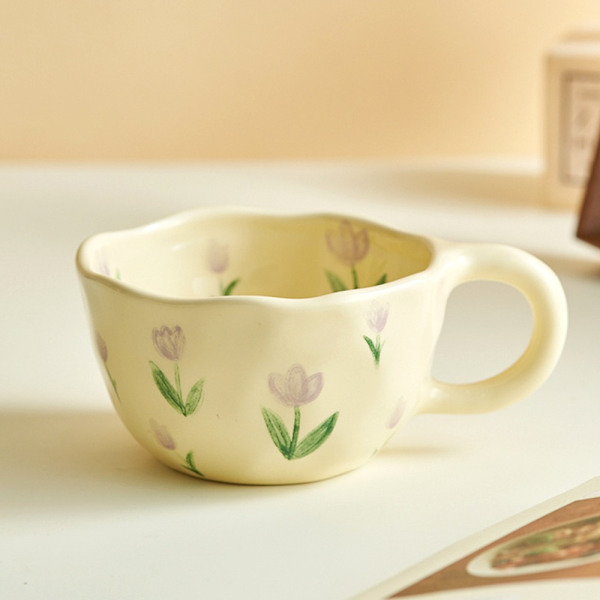 Kaffekoppar Havregrynsfrukostmugg BLÅ BLOMMA BLÅ BLOMMA
