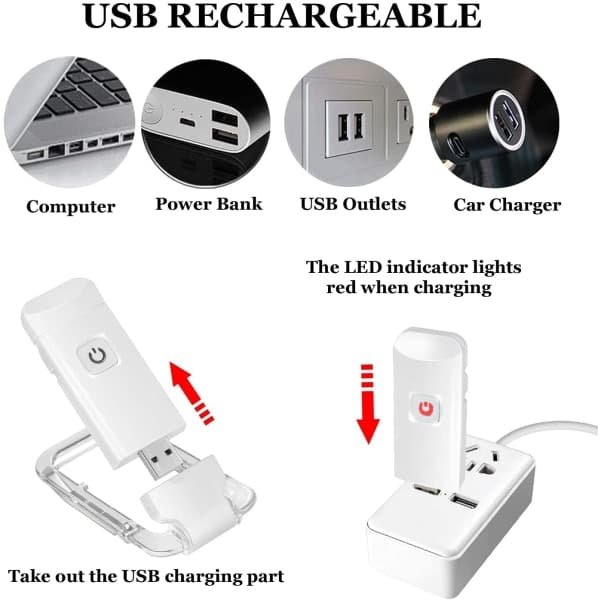 USB-oppladbar boklampe for barn til lesing i sengen LED