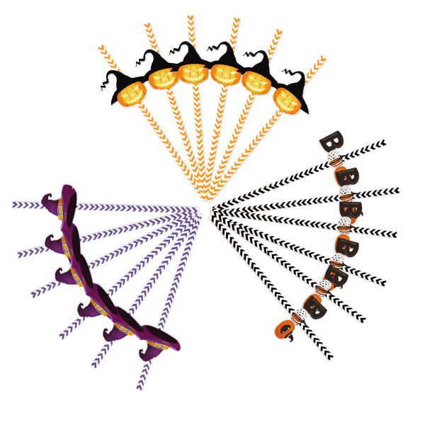72 stk. Halloween papirs sugerør