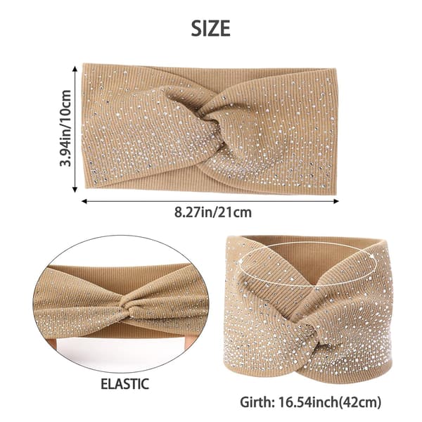 Glitterende hodebånd for kvinner, 3 stk. krystallbrede hodebånd Fancy hodebånd Elastisk hårbånd Elastisk hårbånd for svarte kvinner