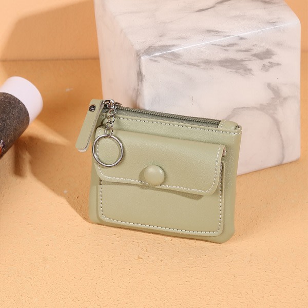 Enfärgad kort plånbok PU-læder Kvinnor Handväska Money Bag Green